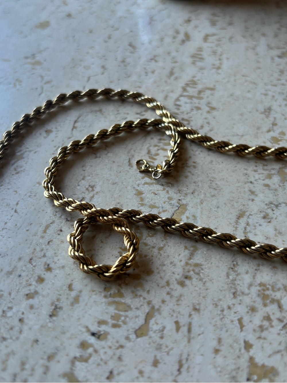 Vintage Monet Goldtone Rope Chain Necklace 24 inches Thick!